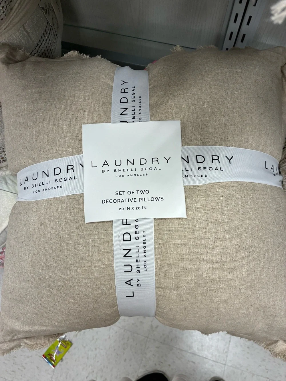 Laundry By Shelli Segal Beige Decorative Pillow Set, Neutral Linen Look